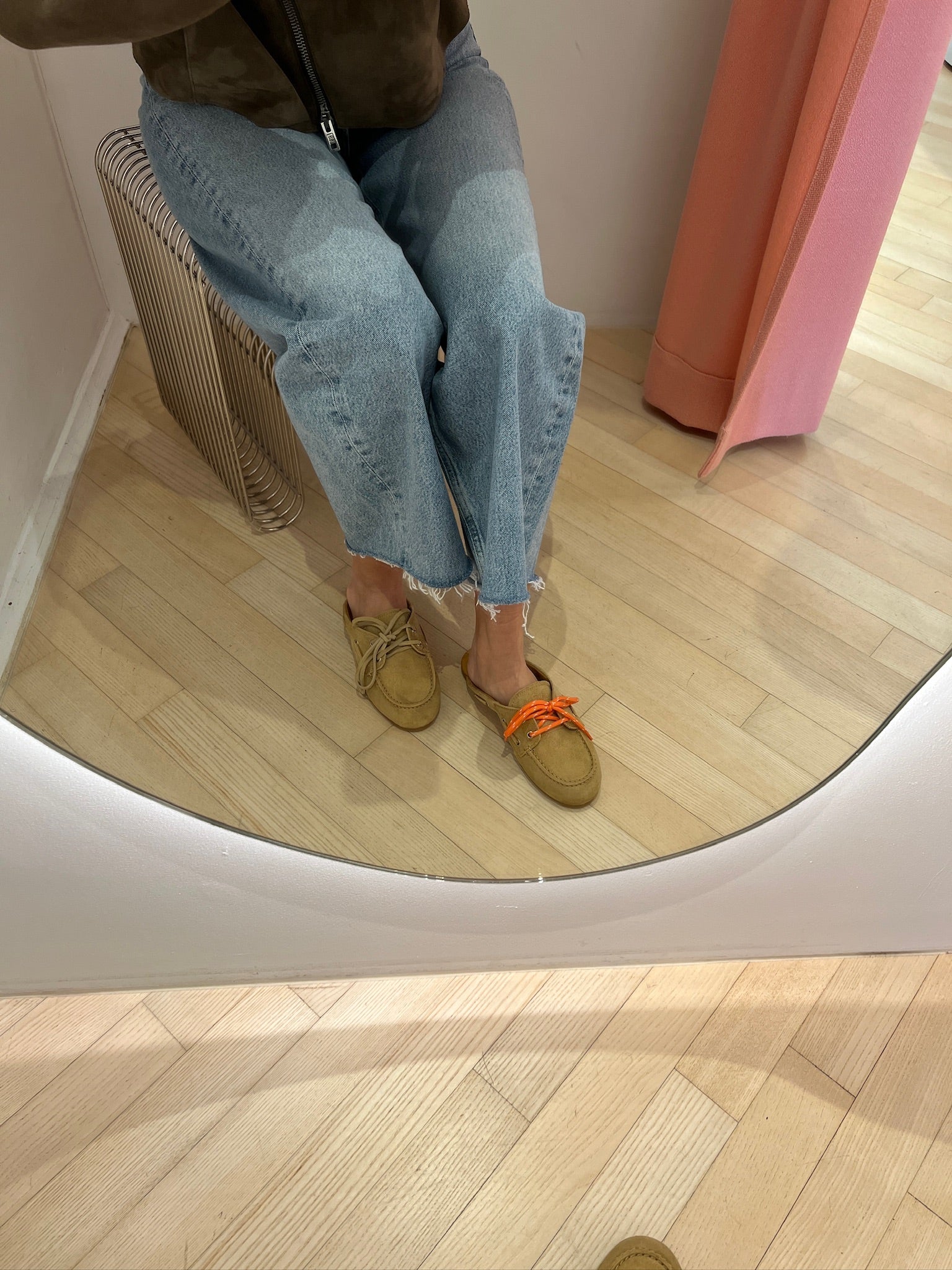 Boat Loafer Mule Suede tan