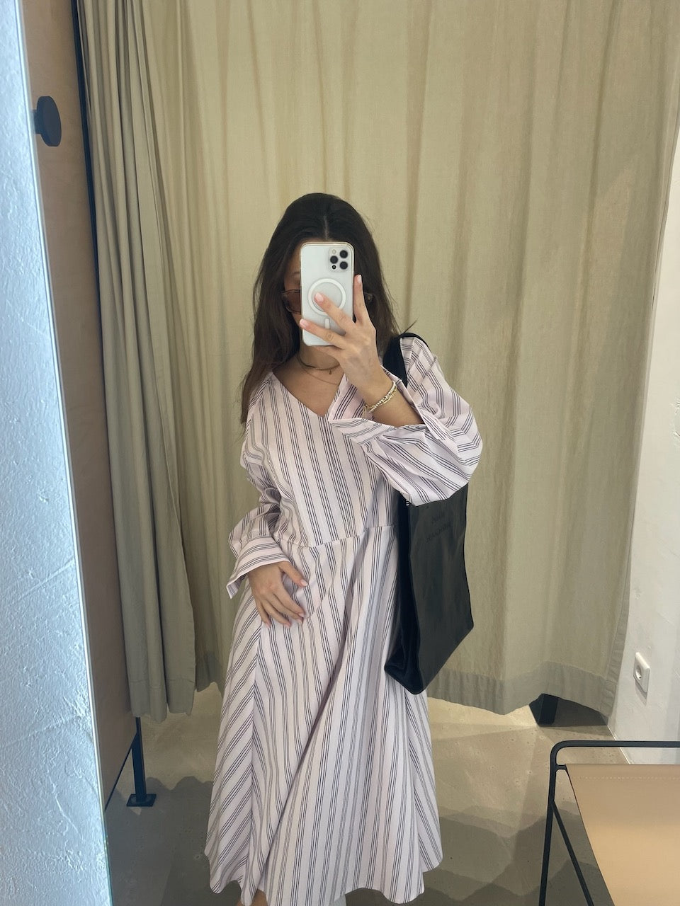 Poplinda Esme Dress pinstripe parfait pink