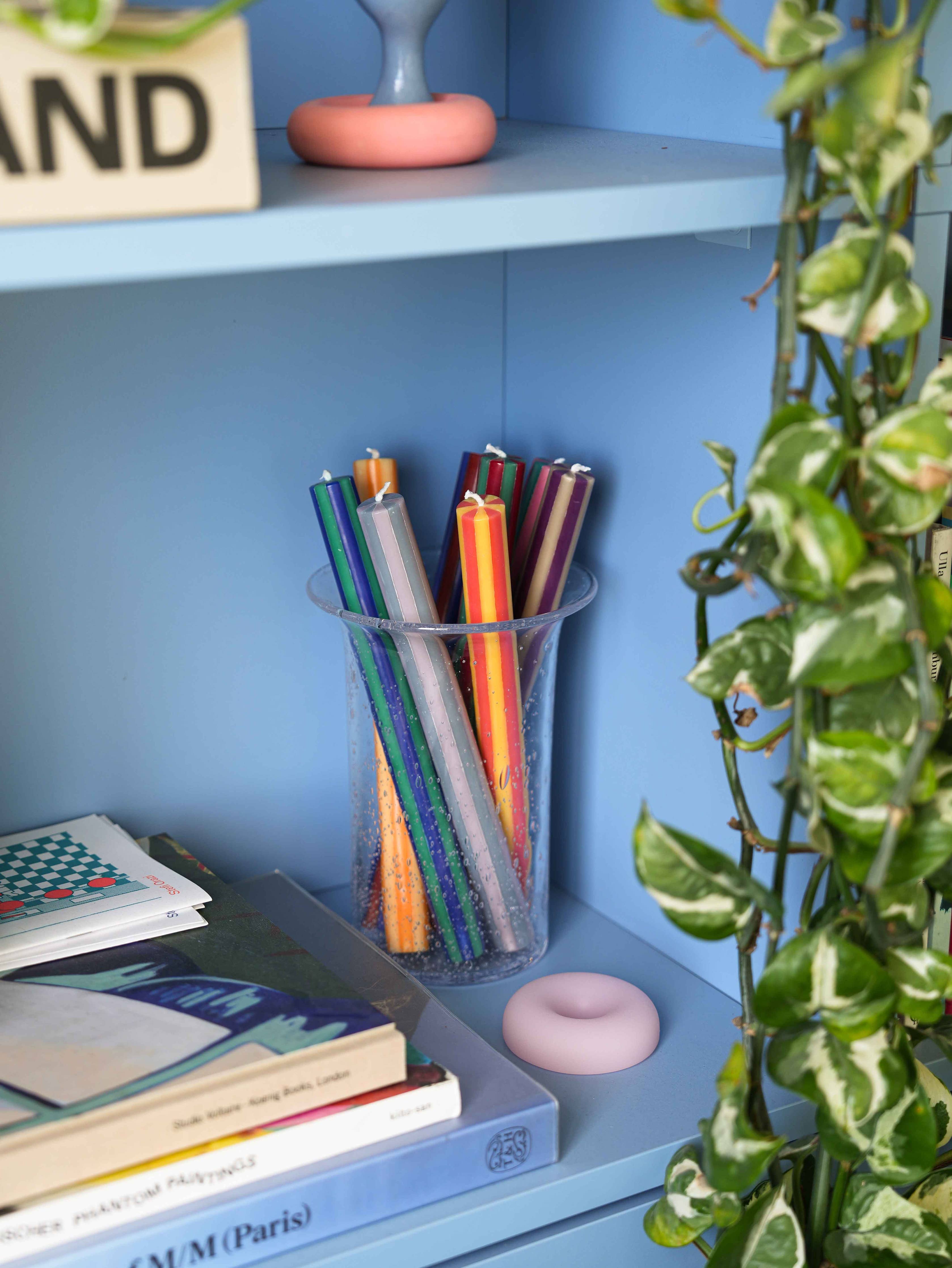 Dinnerkerze Rot/Weiß