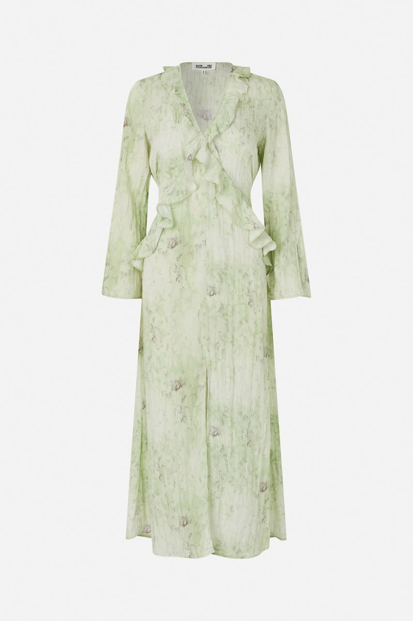 Annia Maxidress distorted green flower