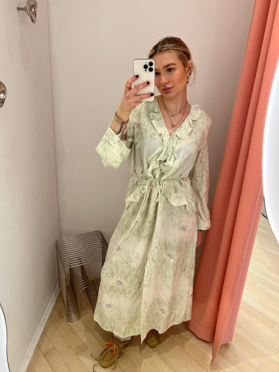 Annia Maxidress distorted green flower