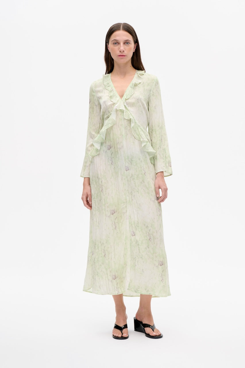 Annia Maxidress distorted green flower