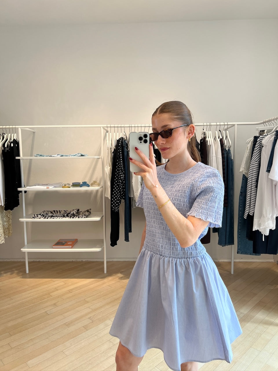 Assandra Minidress blue heron stripe