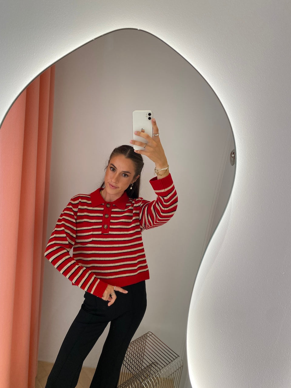 Cori Polo crimson red stripe