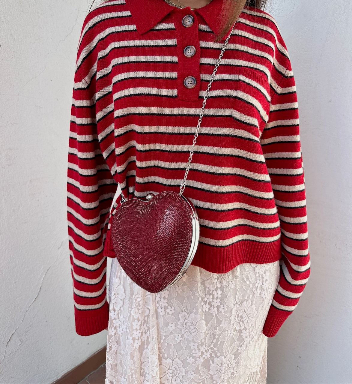 Cori Polo crimson red stripe