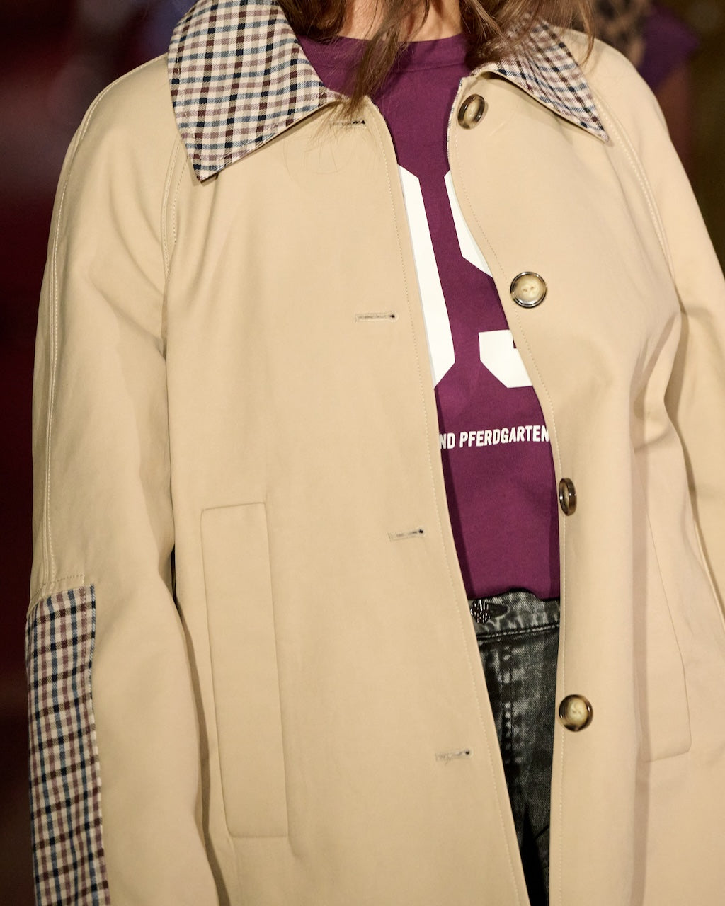 Donnie Trench Coat brown camel check