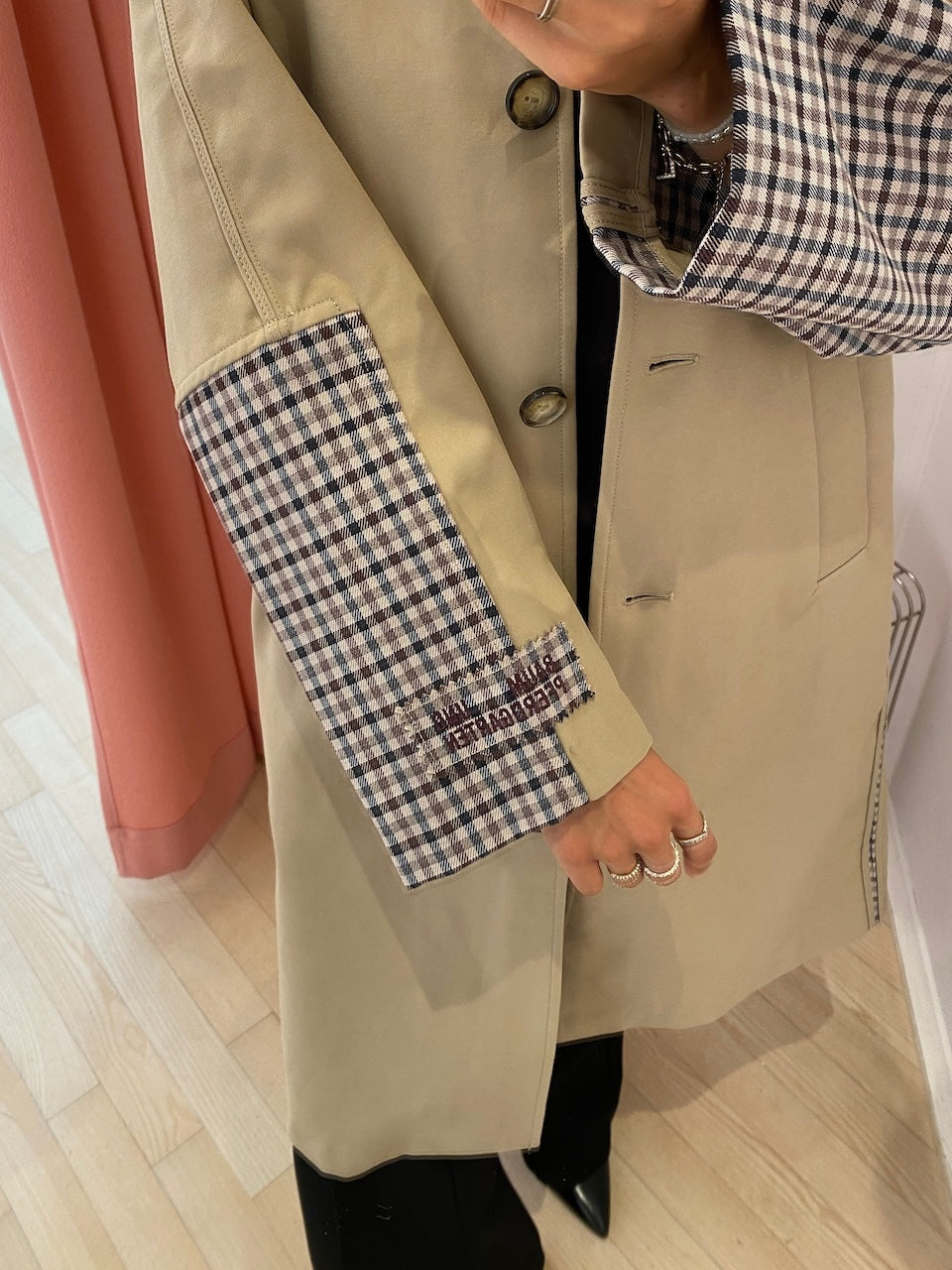 Donnie Trench Coat brown camel check