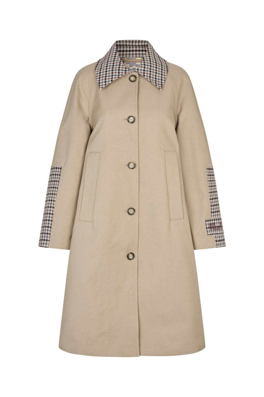 Donnie Trench Coat brown camel check
