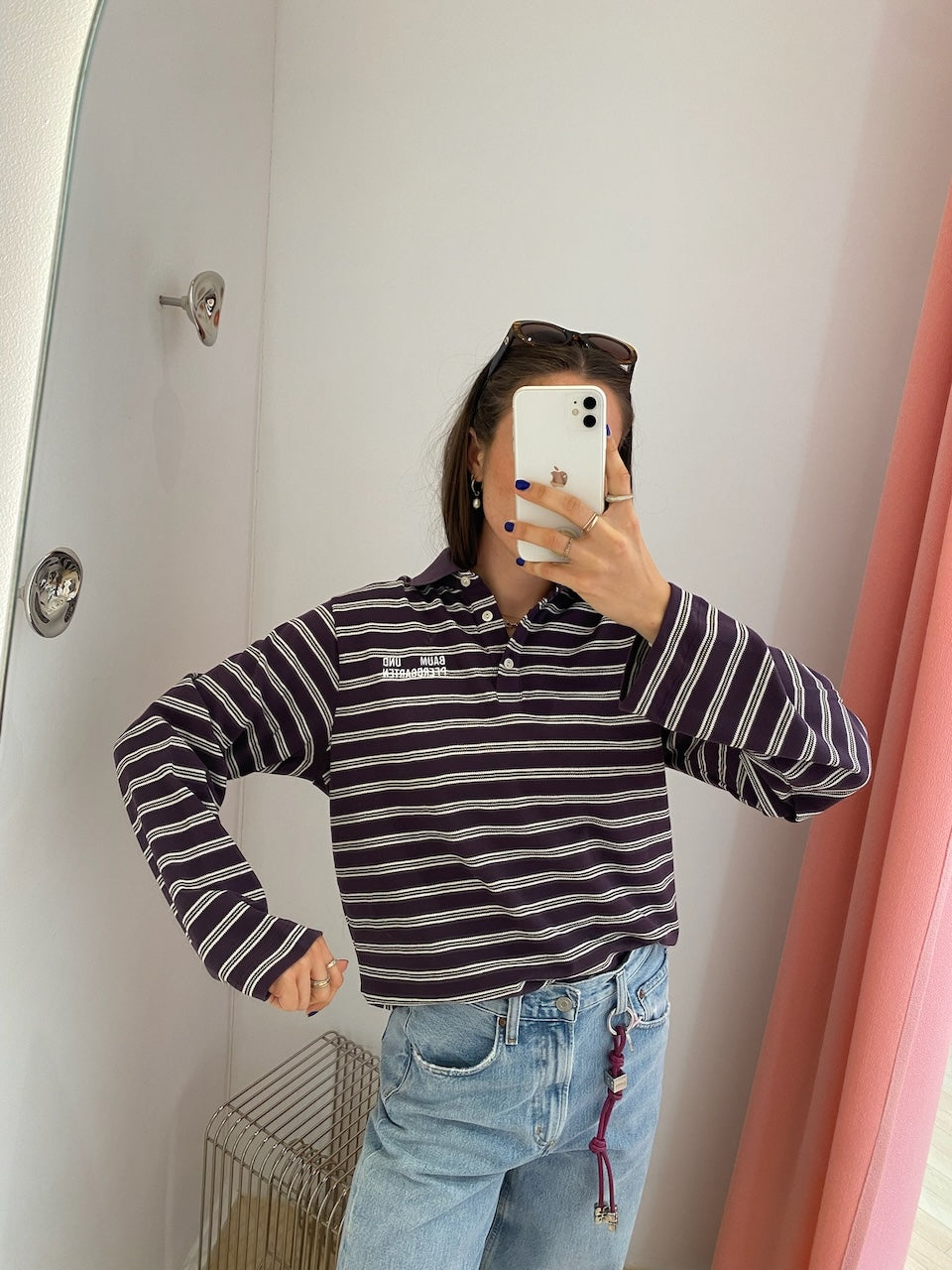 Jeanne Polo plum polo stripe