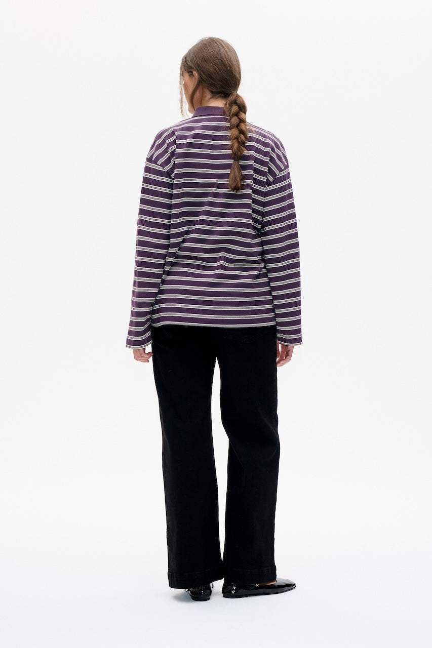 Jeanne Polo plum polo stripe