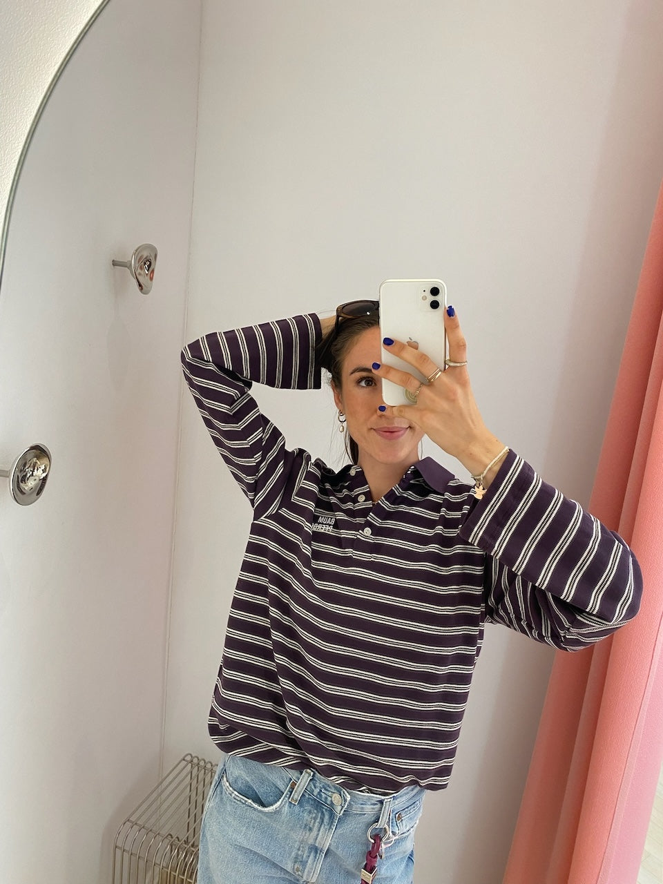 Jeanne Polo plum polo stripe