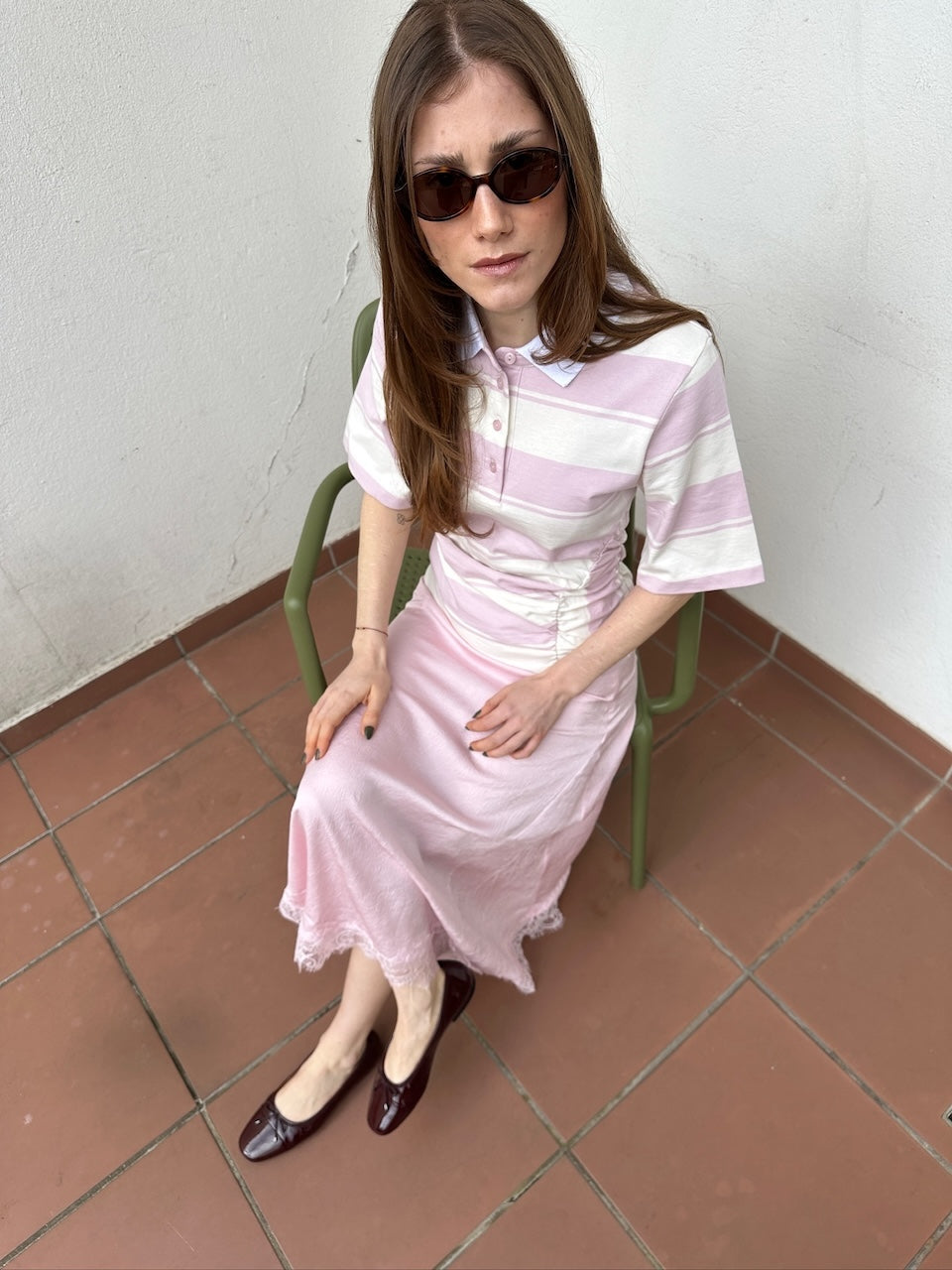 Judite Polo lilac polo stripes