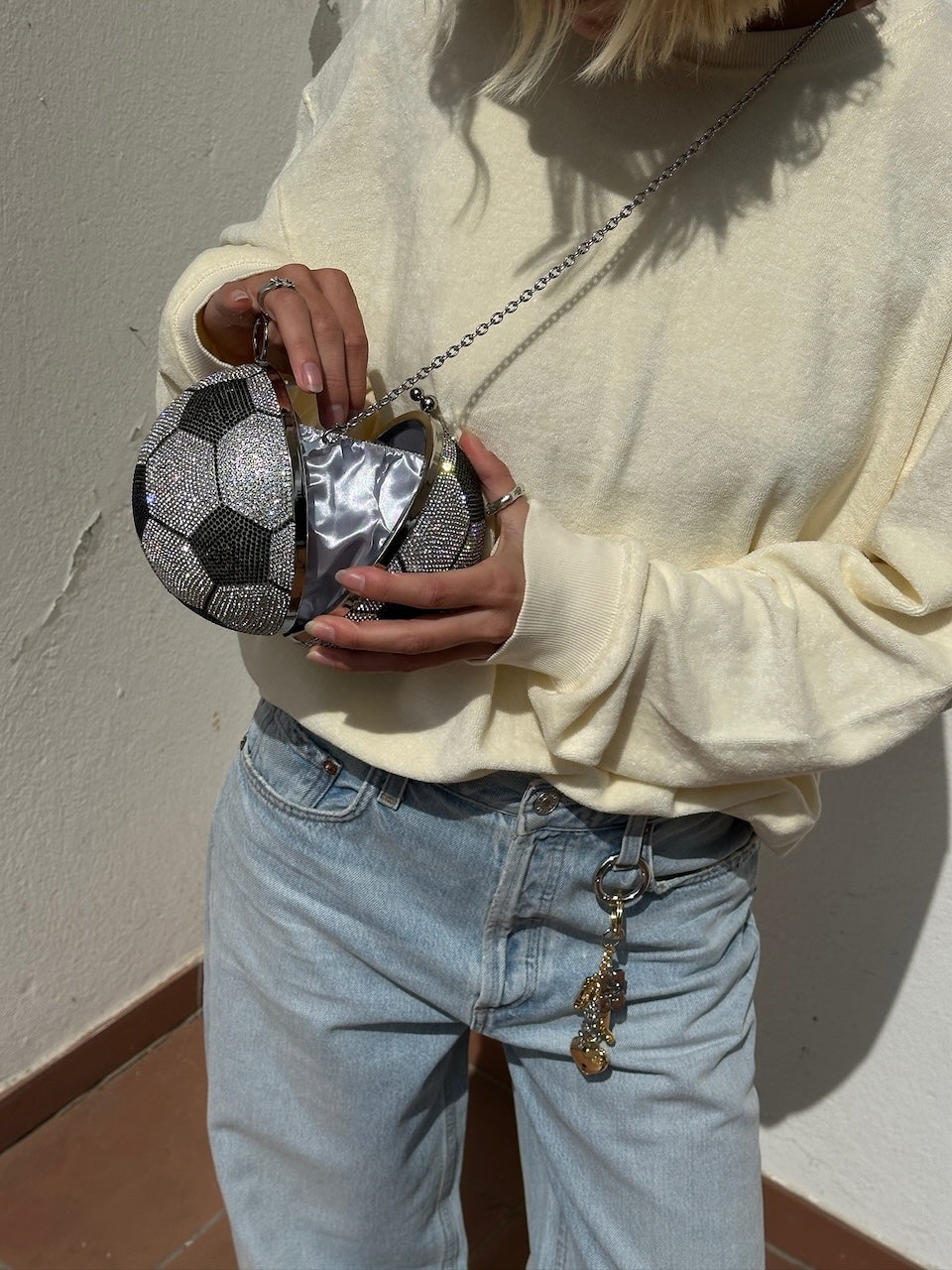 Kenza Bag jet crystal football