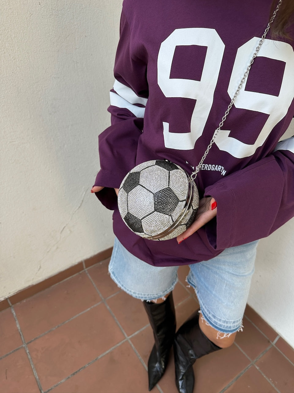 Kenza Bag jet crystal football