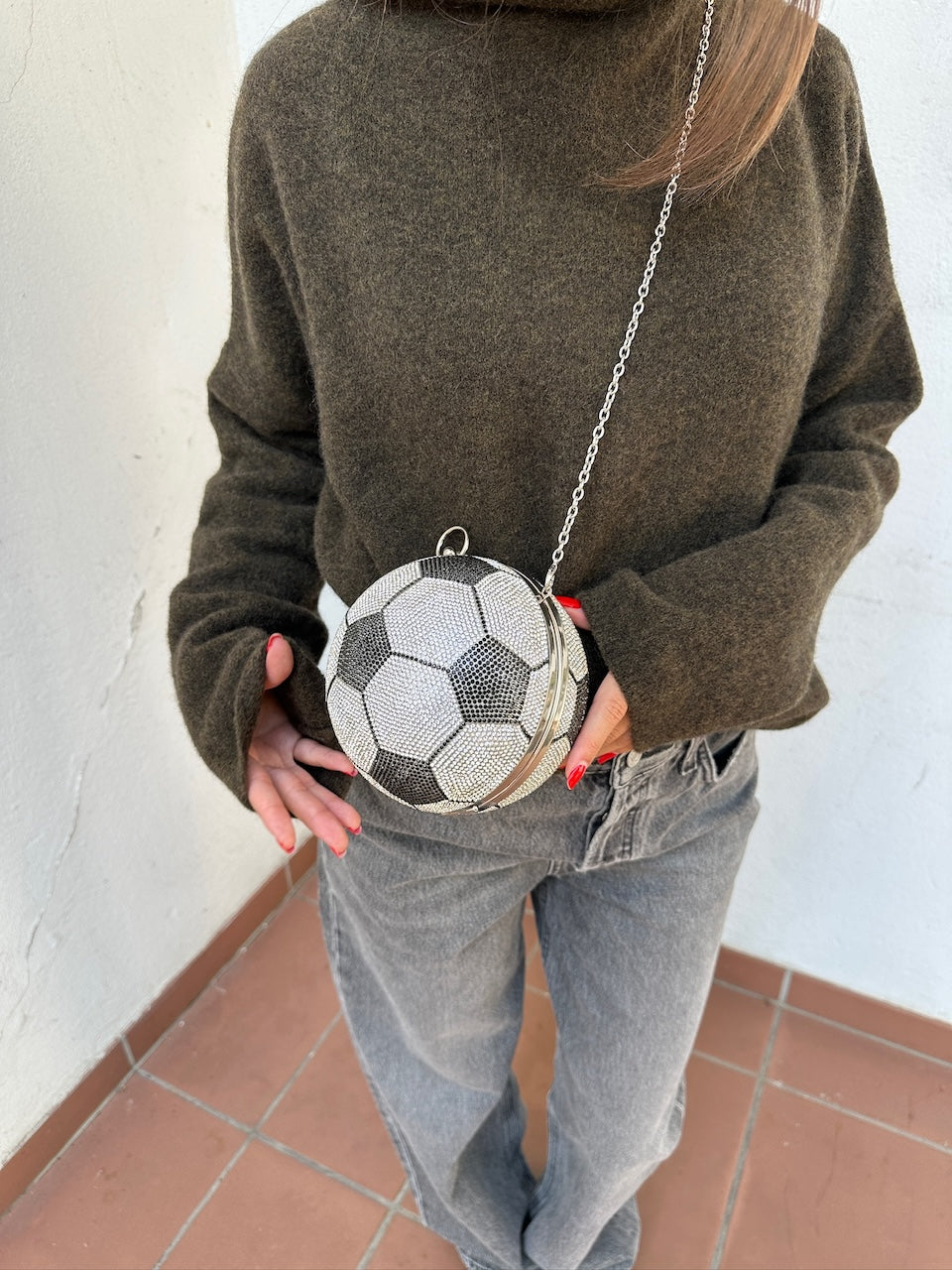 Kenza Bag jet crystal football