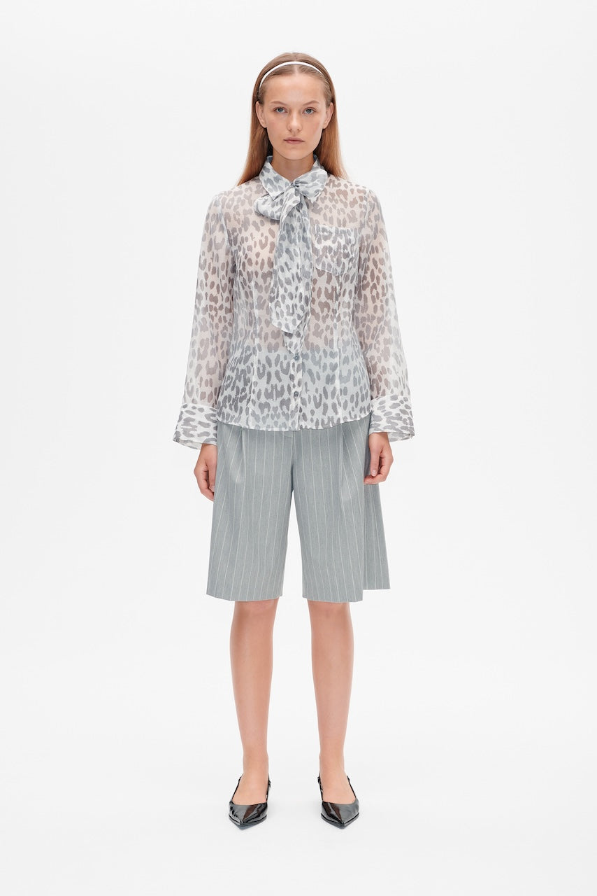 Miranda Blouse grey office leopard