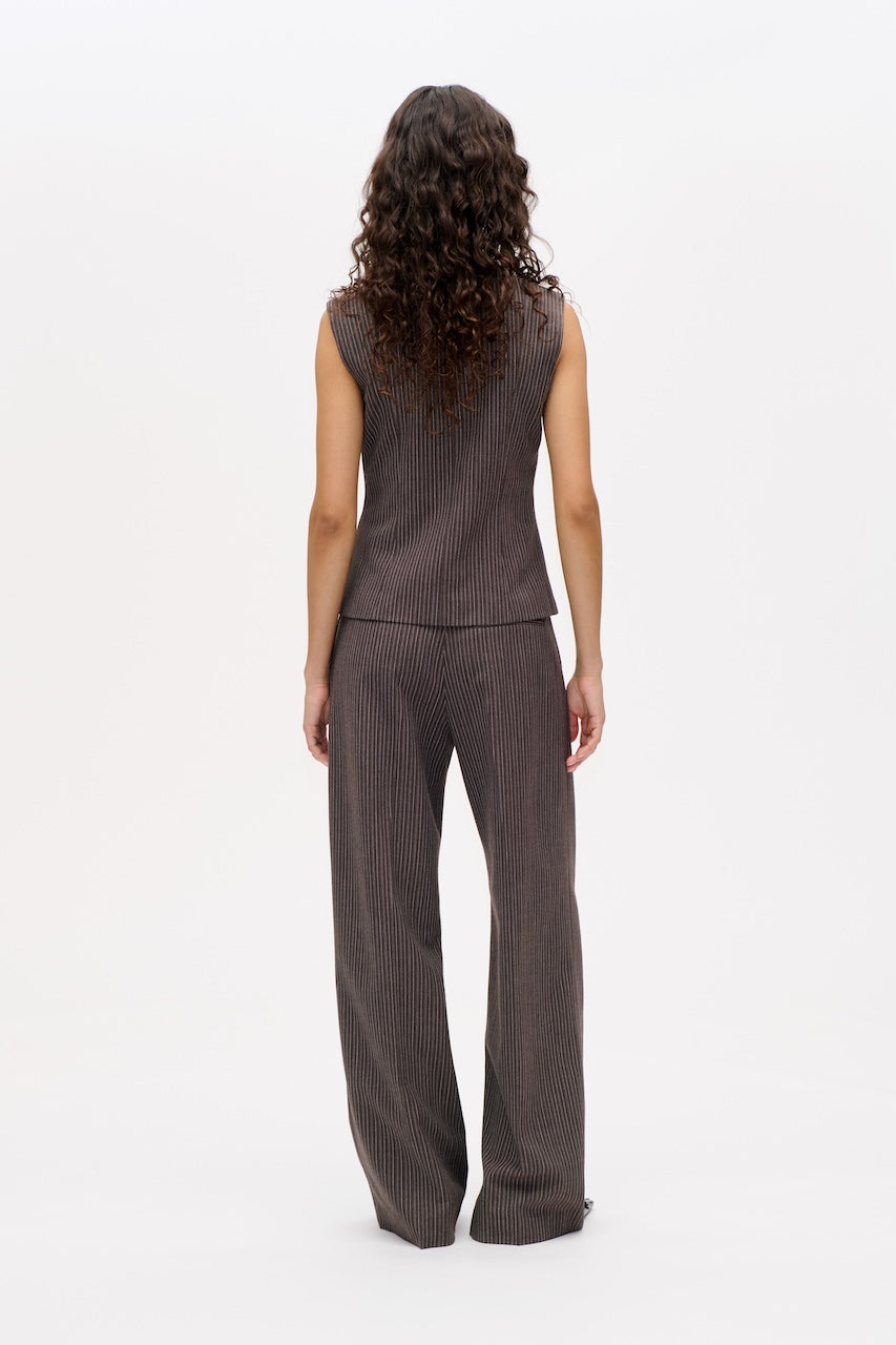 Neyat Pants dark brown pinstripe