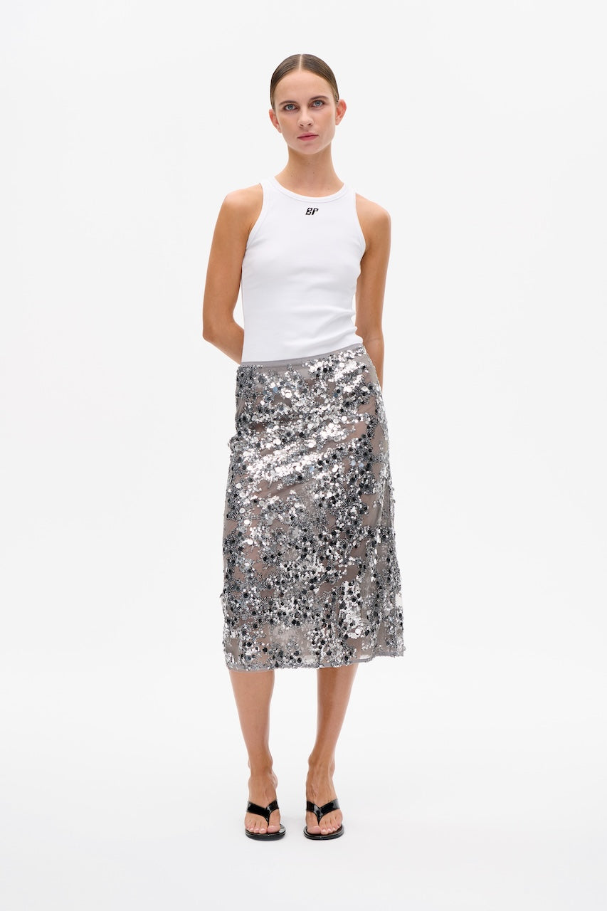 Shania Midiskirt grey sequins