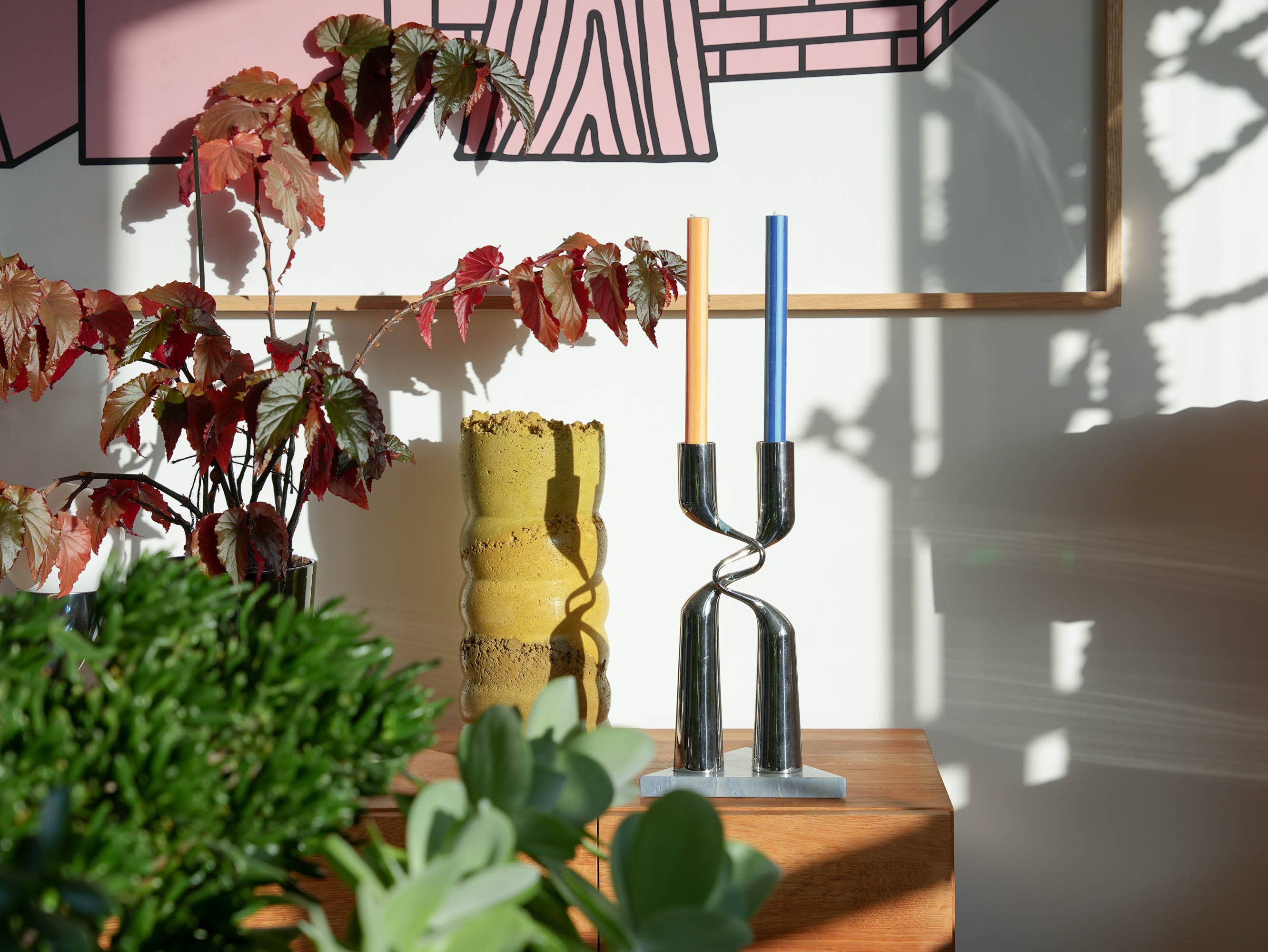 Dinnerkerze Rot/Weiß