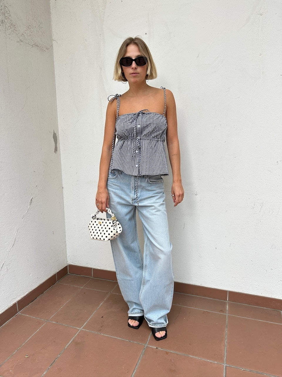 Leonora Top black/white check