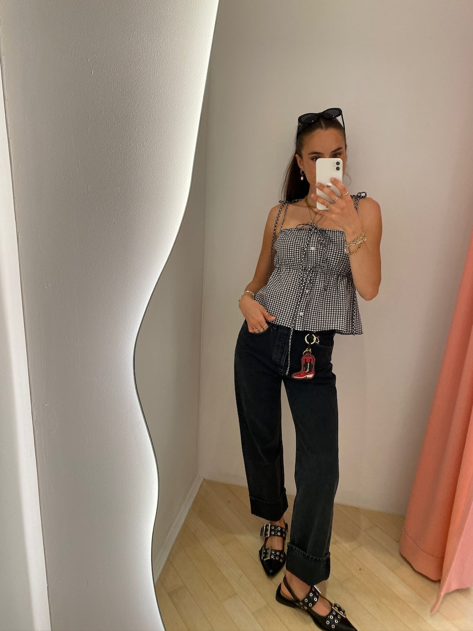 Leonora Top black/white check