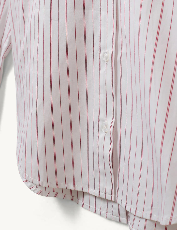 Ray Oversized Shirt red/white thin stripes