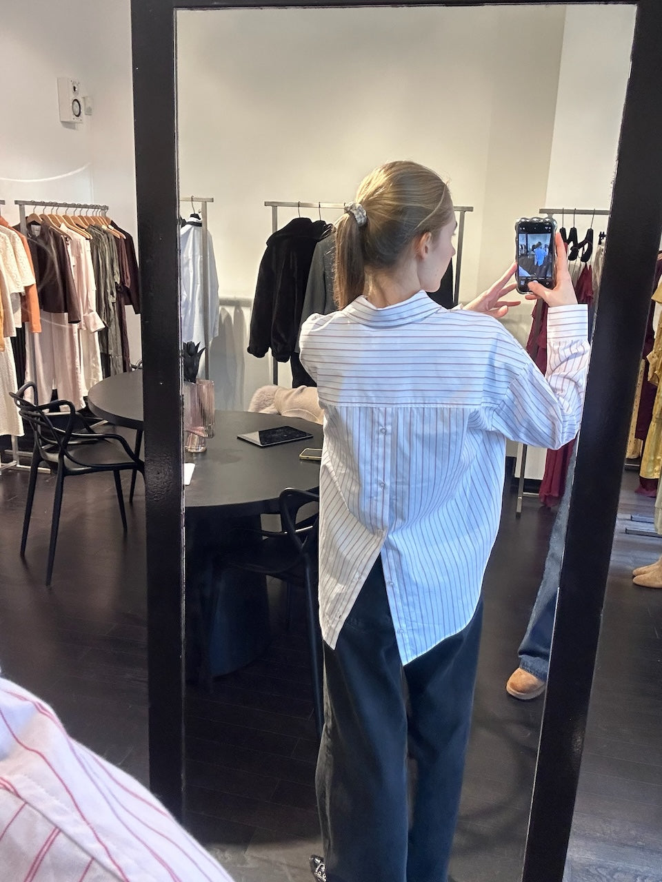 Ray Oversized Shirt red/white thin stripes