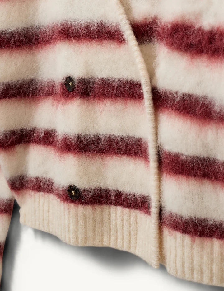 Verona Brushed Jacket cream/burgundy stripe