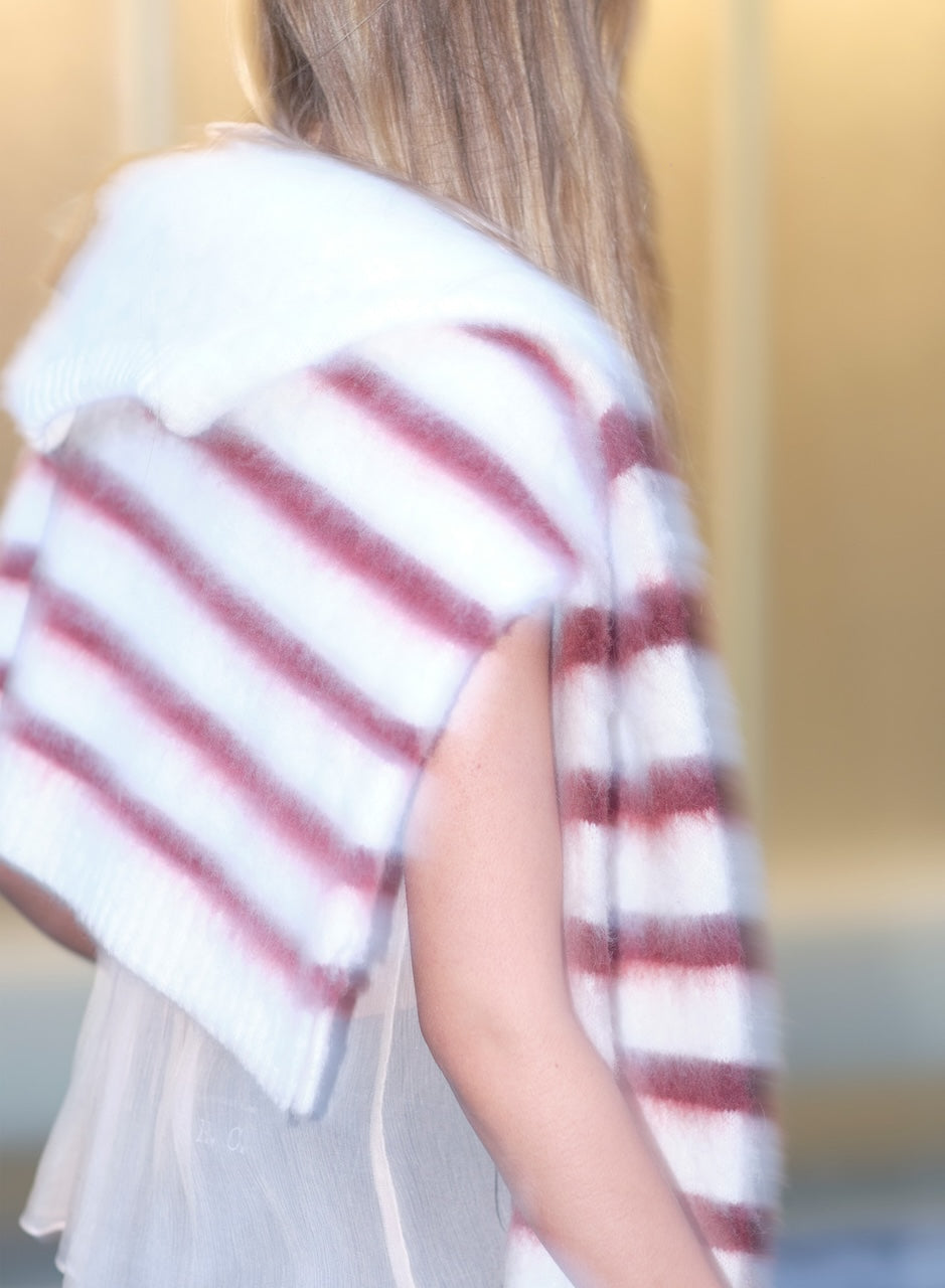 Verona Brushed Stripe Sweater cream/burgundy stripe