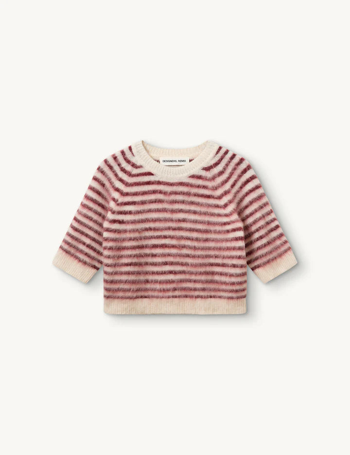 Verona Brushed Tee cream/burgundy stripe