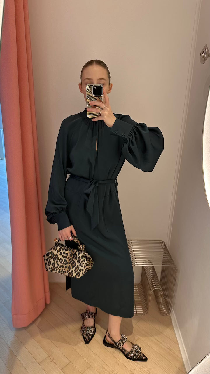 Belted Long Sleeve Dress dawn blue