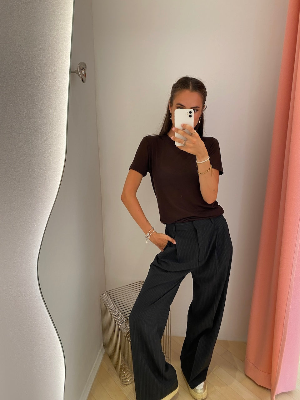 Darcey Pinstripe Trousers anthracite melange