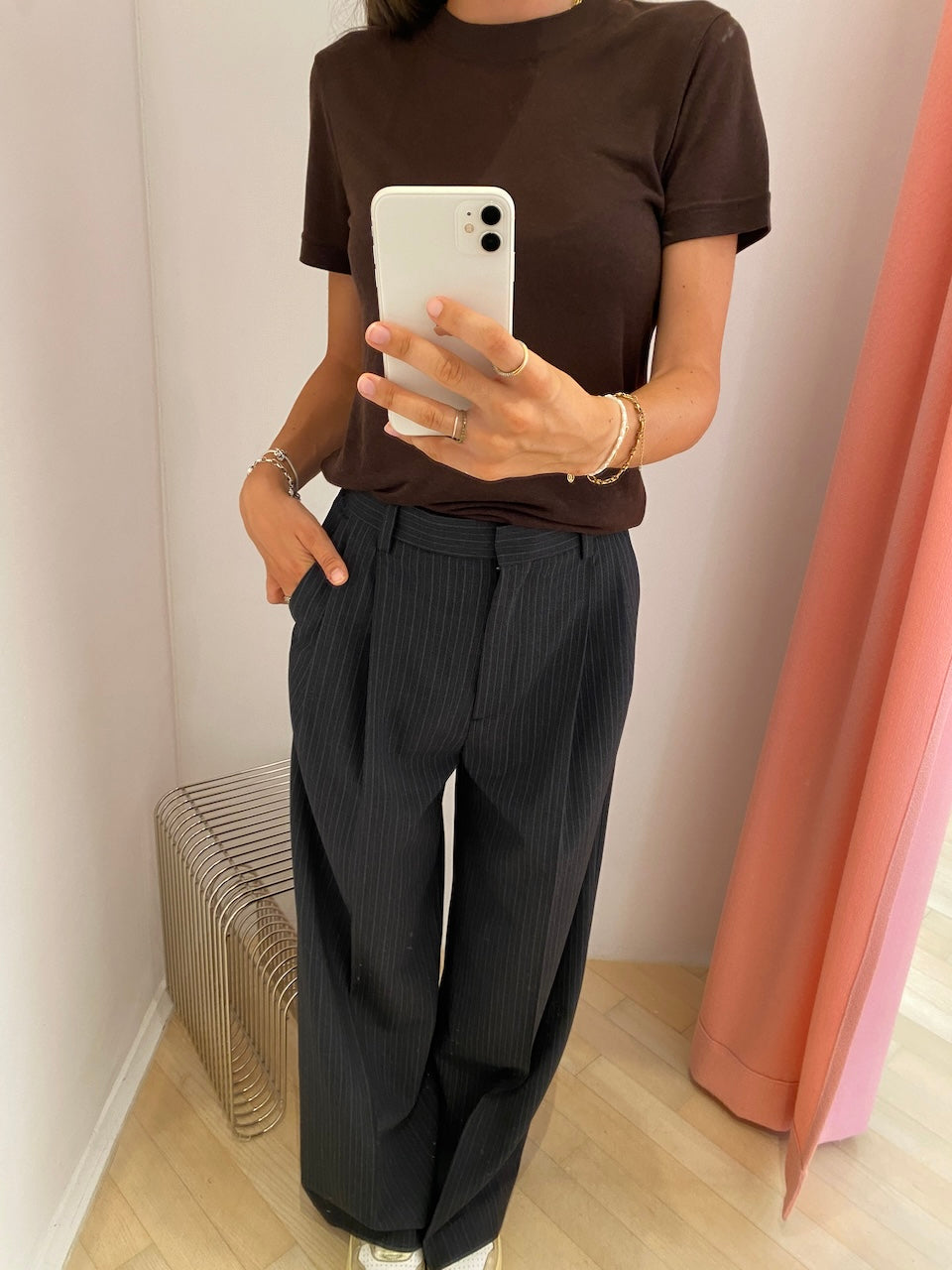 Darcey Pinstripe Trousers anthracite melange