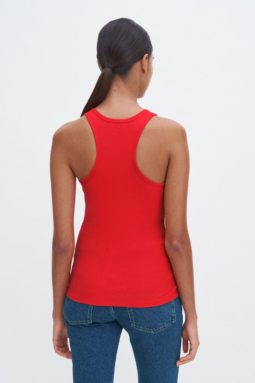 Fine Rib Scoop Tank red
