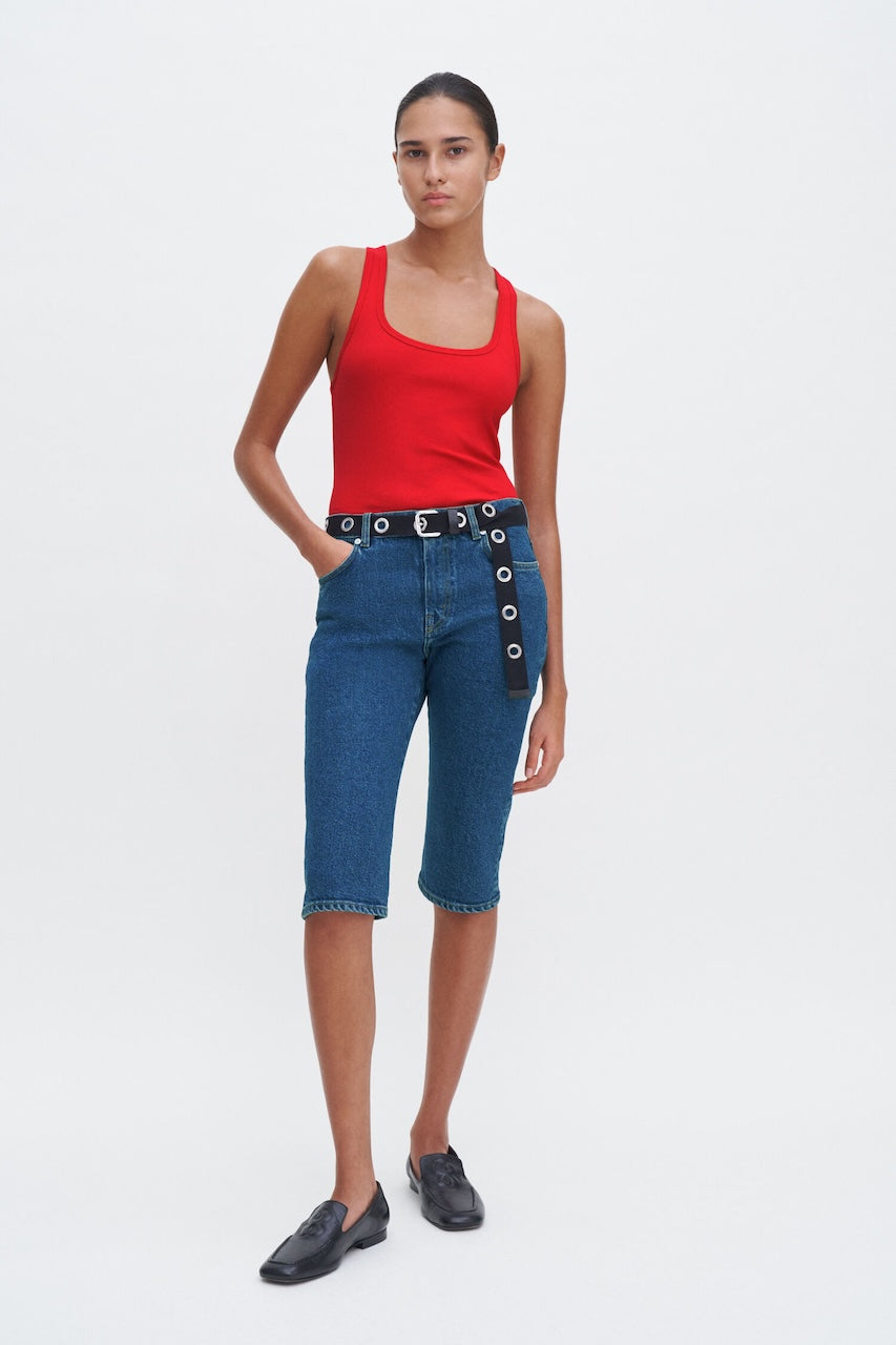 Fine Rib Scoop Tank red