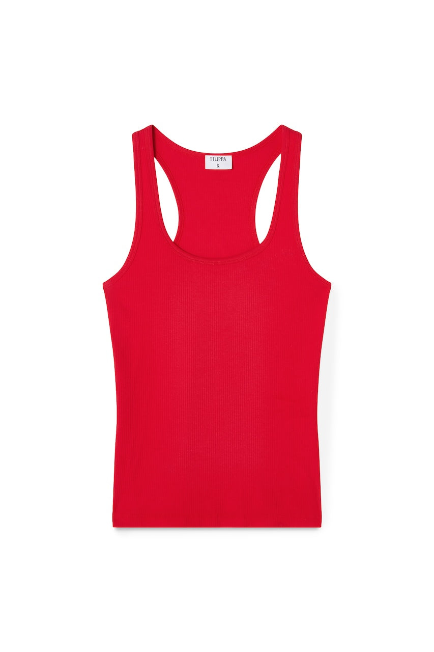Fine Rib Scoop Tank red