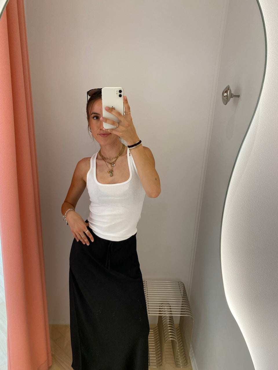 Fine Rib Scoop Tank white