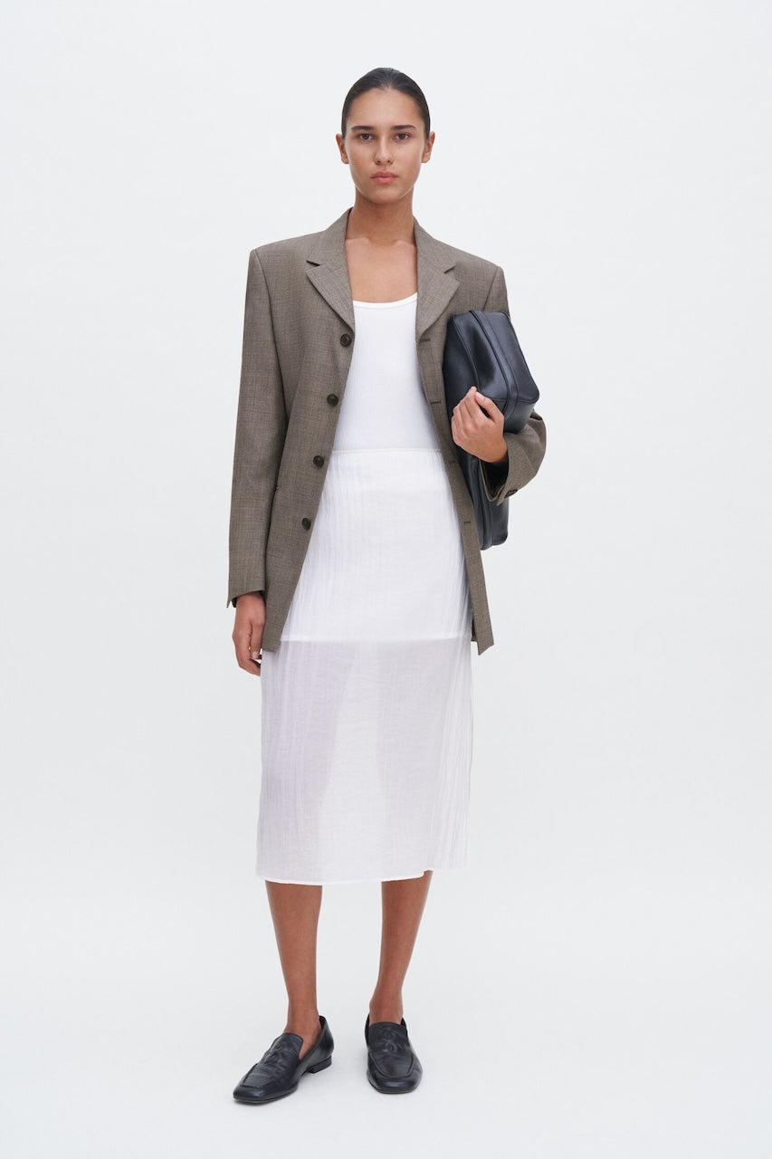 Fine Rib Scoop Tank white