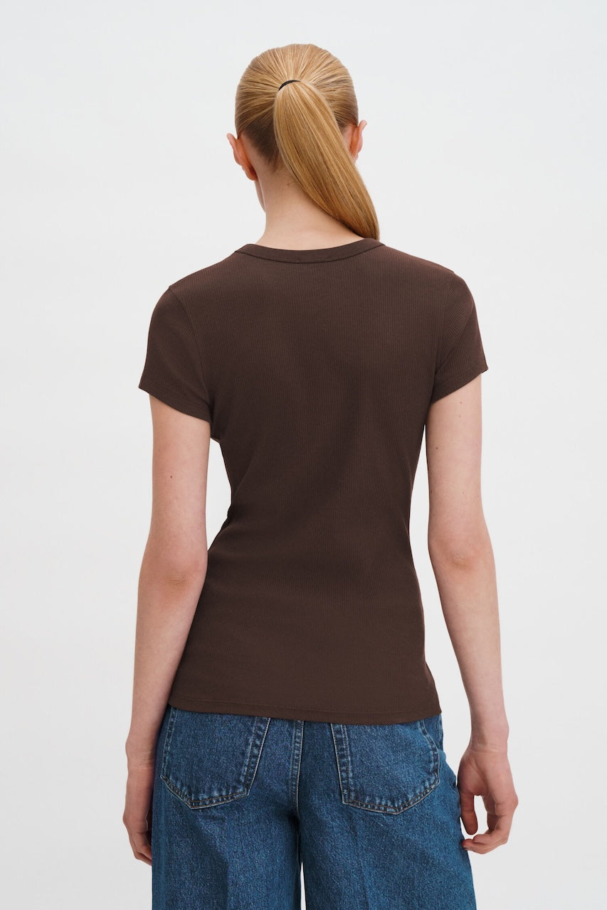 Fine Rib Tee dark chocolate