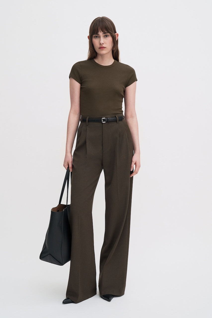 Fine Rib Tee dark khaki green