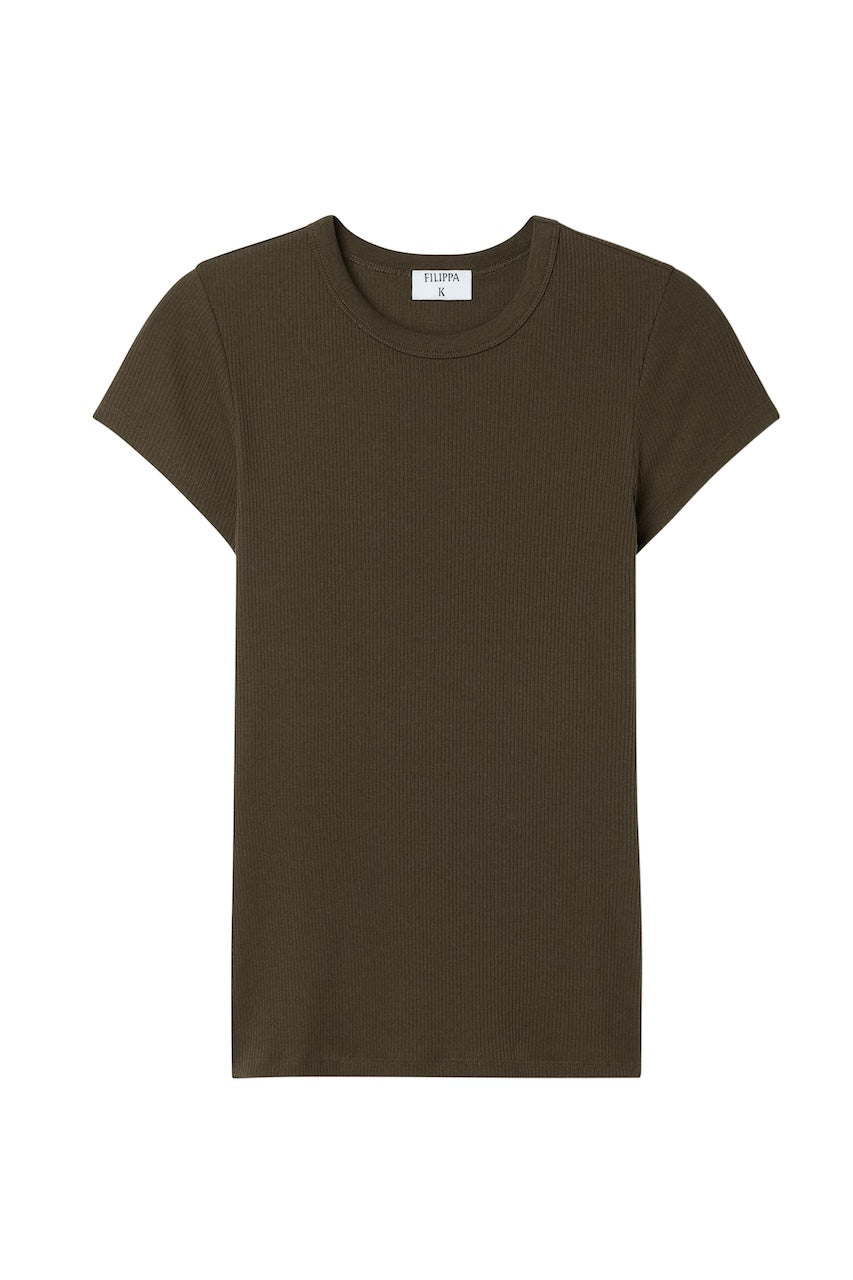 Fine Rib Tee dark khaki green