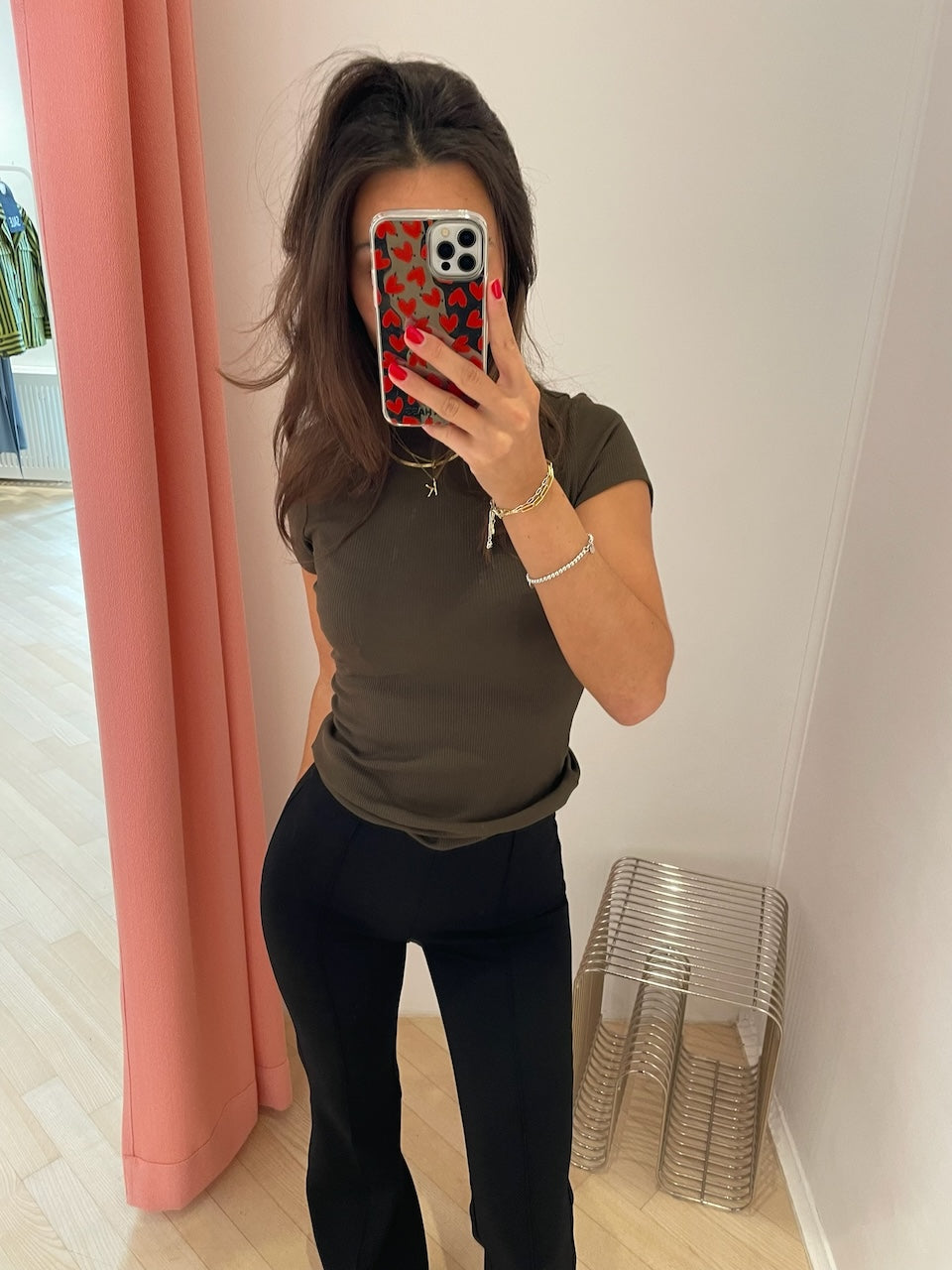 Fine Rib Tee dark khaki green