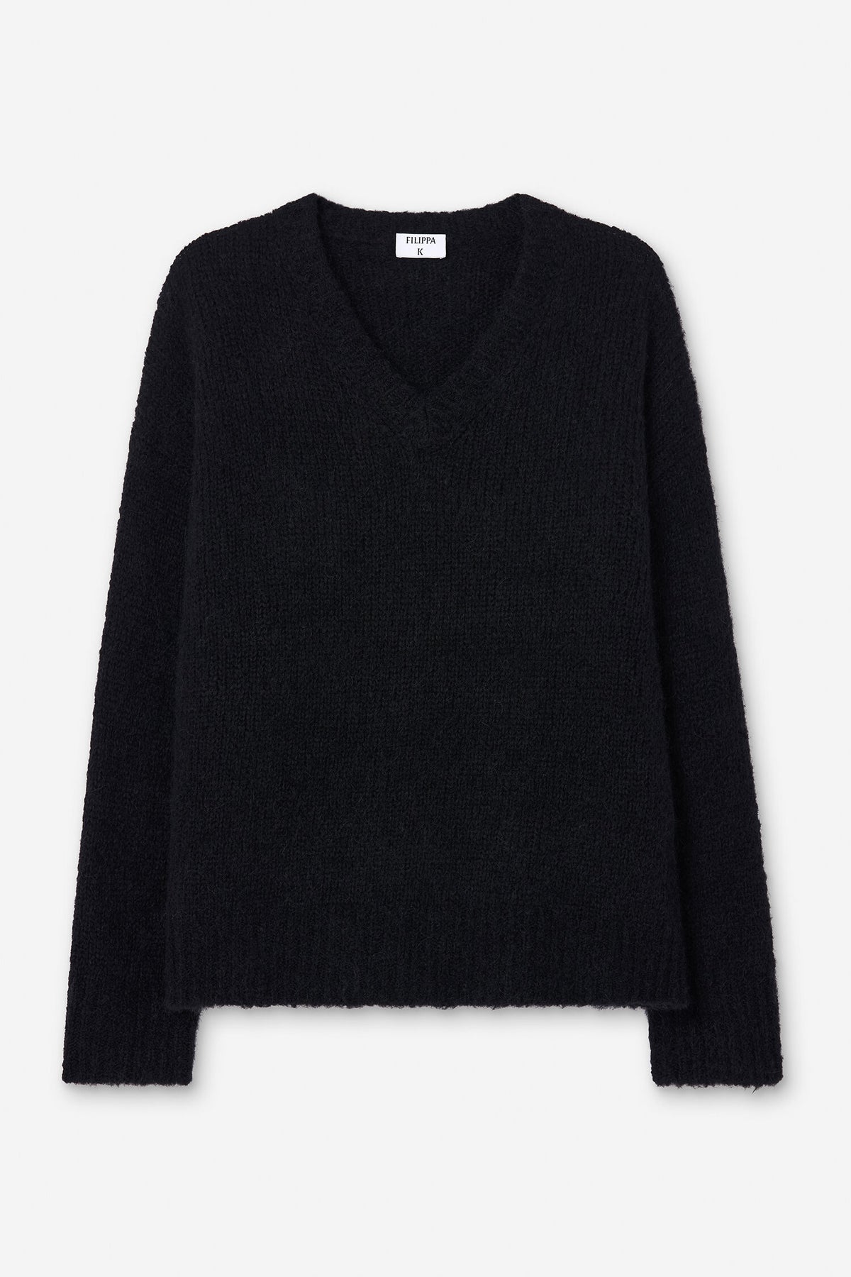 Hairy Alpaca V-Neck Sweater black