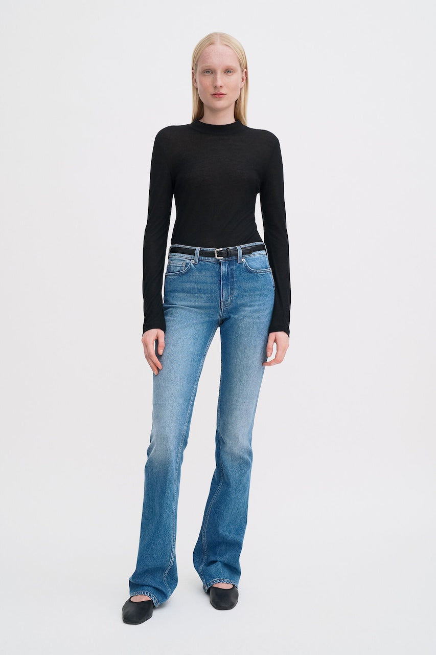 Lyocell Cashmere Mock Neck Top black