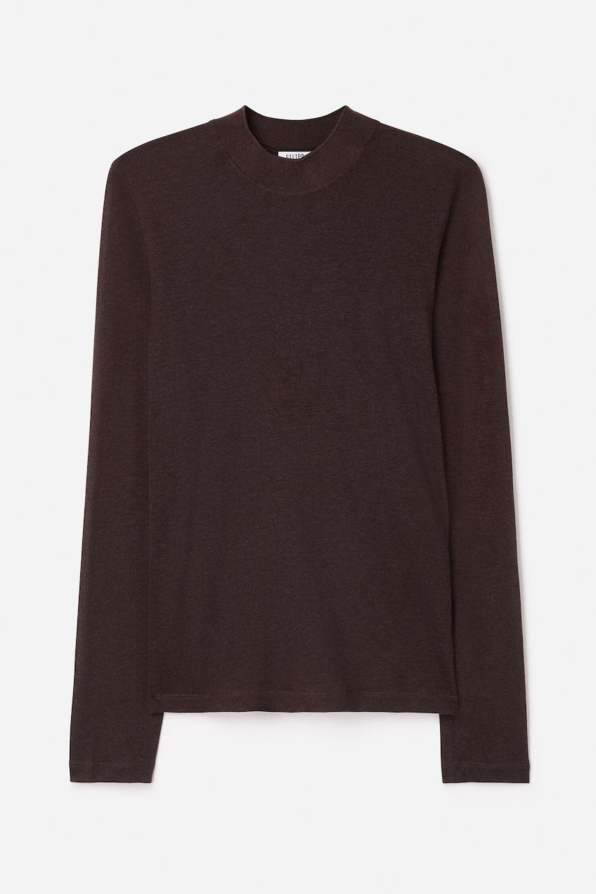 Lyocell Cashmere Mock Neck Top brown