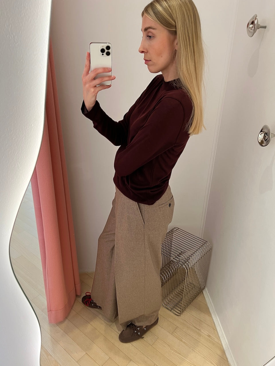 Lyocell Cashmere Mock Neck Top dark burgundy