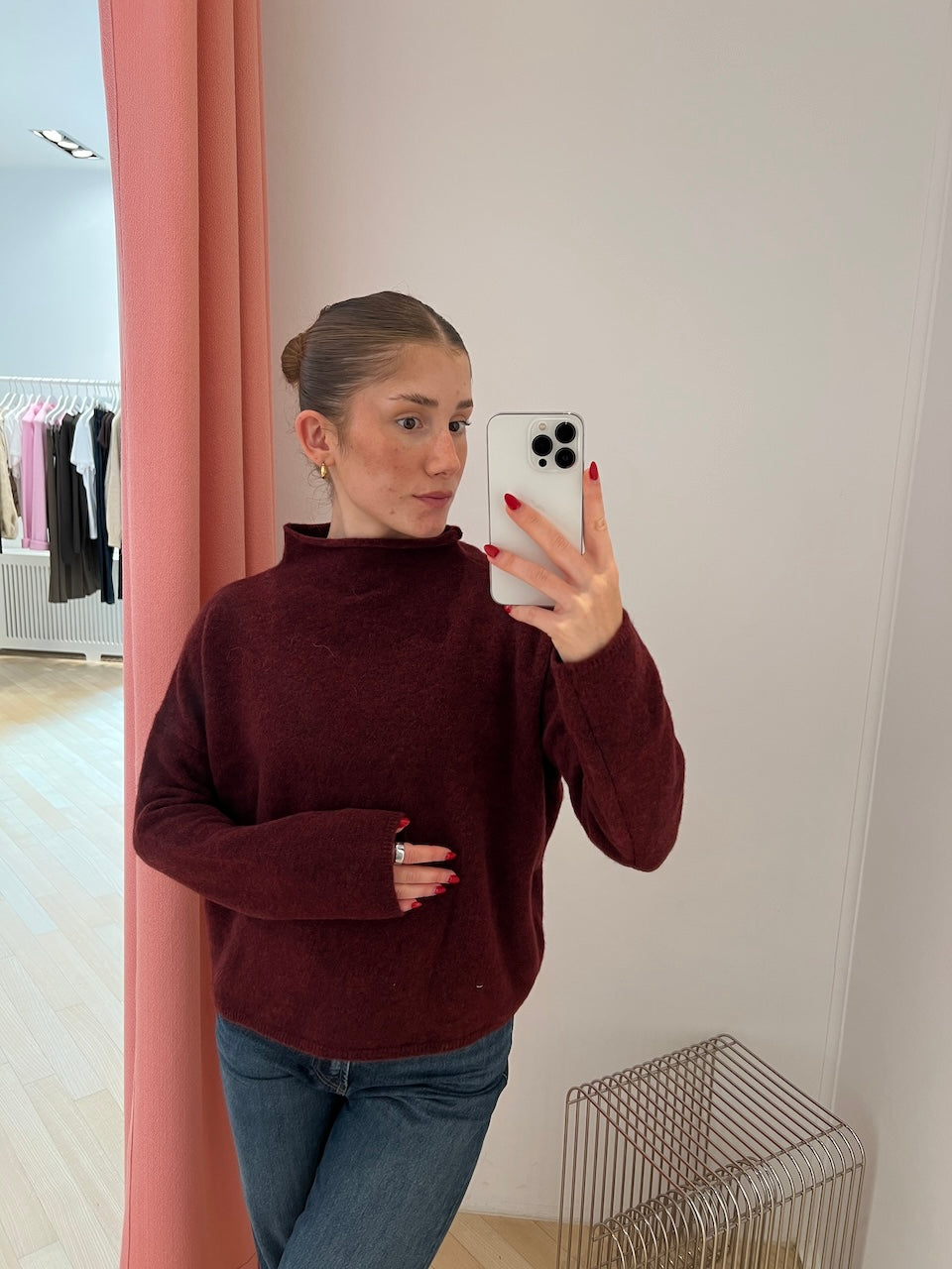 Mika Yak Funnelneck Sweater mahogany red