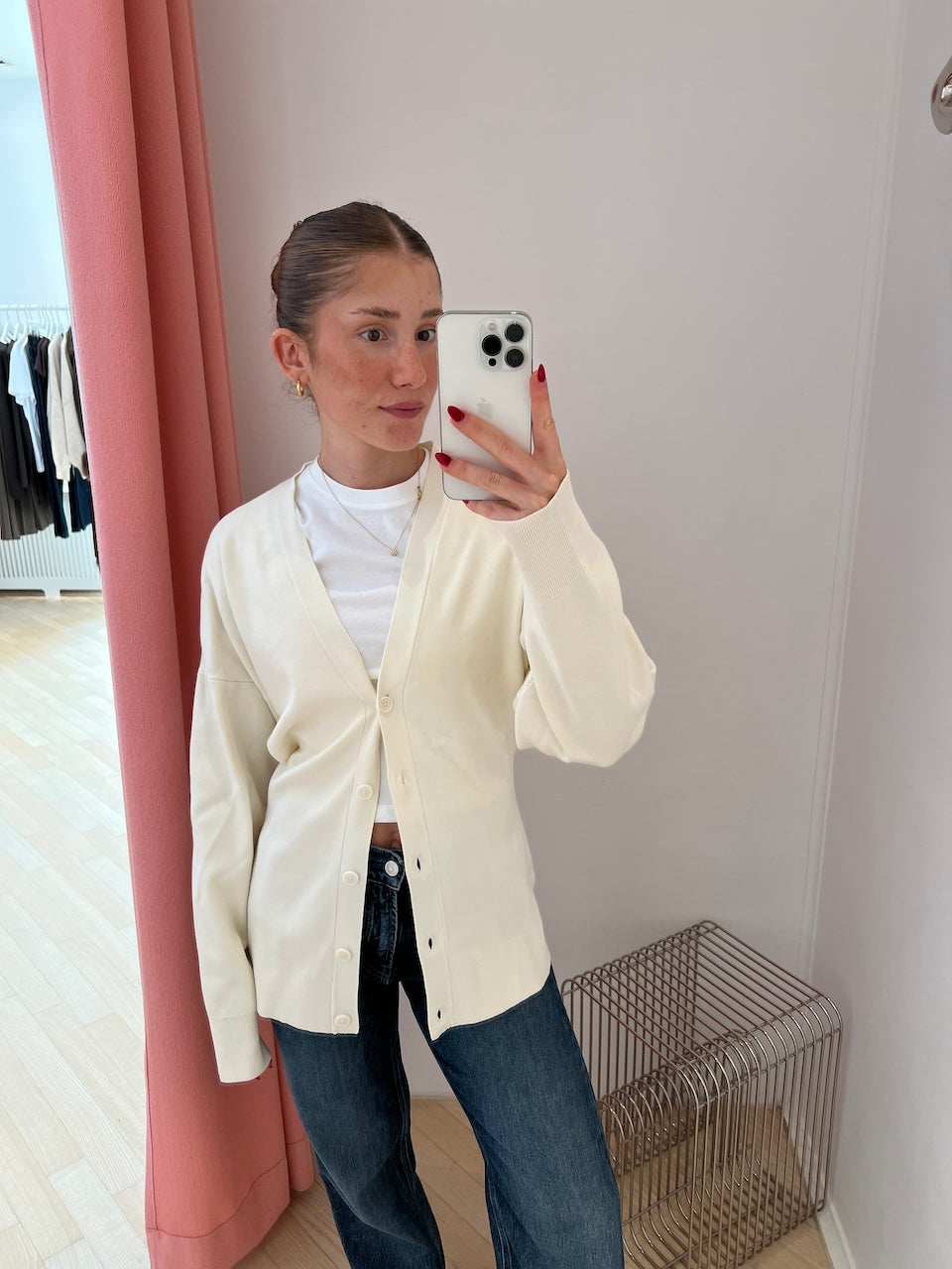 Milano Knit Hourglass Cardigan calico white