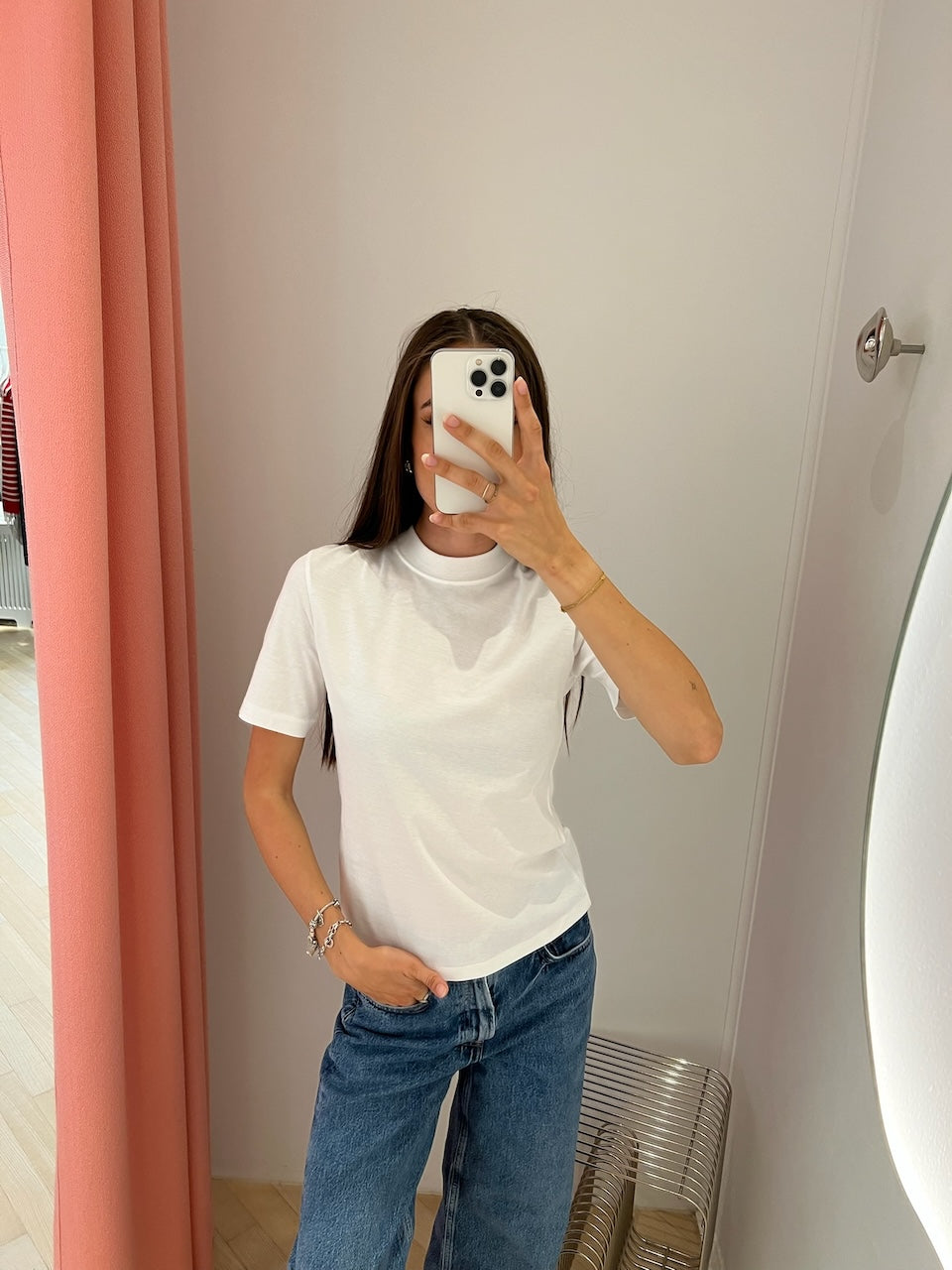 Mock Neck Tee white