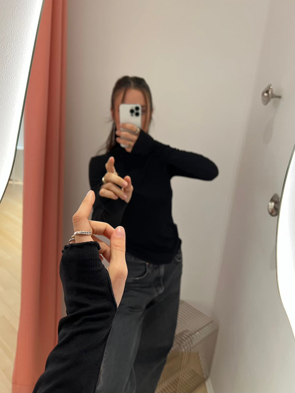 Rib Mock Neck Top black